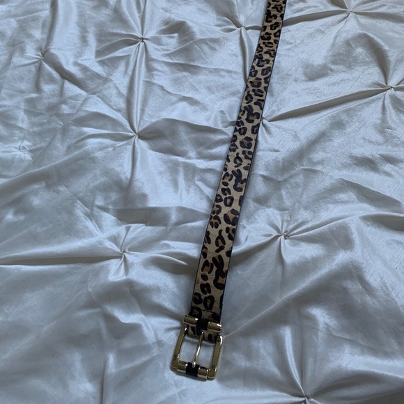 Michael Kors Brown/Leopard Print Leather Belt sz M - Picture 1 of 6